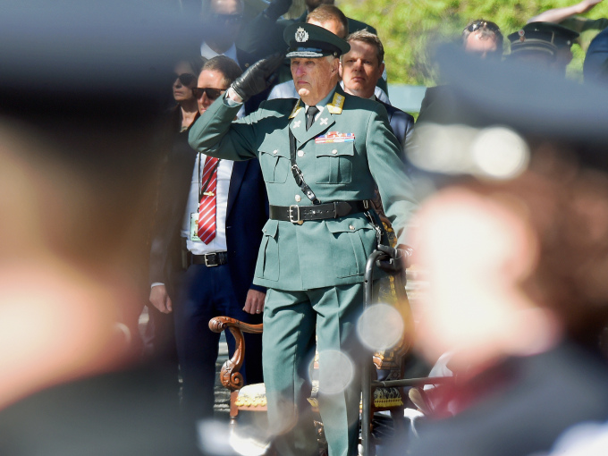 Kong Harald under markeringa av 8. mai på Akershus festning. Foto: Sven Gj. Gjeruldsen, Det kongelege hoffet